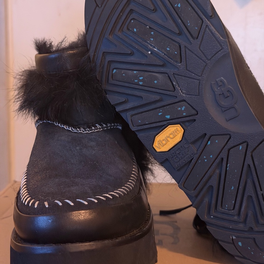 Black and Fur-Trimmed Boots